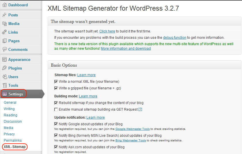 Google-XML-Sitemap-WordPress-plugin-configuration